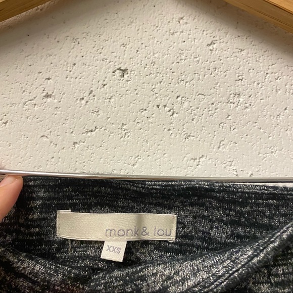 MONK & LOU Gray Marled Ruched Wrap Mini Skirt - Picture 3 of 5